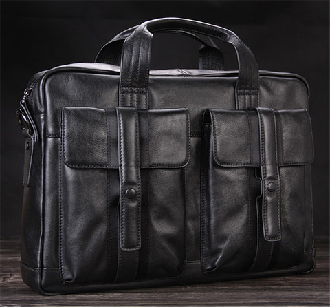 Hommes de luxe mallette en cuir véritable sac d'affaires en cuir pochette d'ordinateur 15.4 