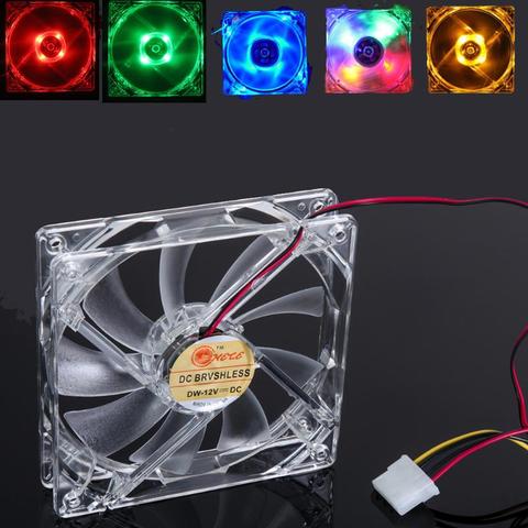 120mm ordinateur PC 4 lumière LED ventilateur de refroidissement 12cm 4Pin Transparent clair boîtier LED lumineux châssis refroidisseur de processeur dissipateur thermique ► Photo 1/6