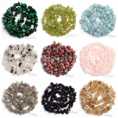 Collier et Bracelet en pierre naturelle de haute qualité, en forme de puce de 5 à 8mm, 41 matériaux différents, bricolage de bijoux, perles amples, 16 pouces, wj69a ► Photo 1/6