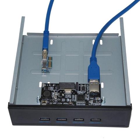 Super vitesse PCIE PCI-E express à 4 ports USB 3.0 HUB USB 3.0 5.25 pouces panneau avant avec 4 Ports USB 3.0 pour ordinateur de bureau ► Photo 1/6