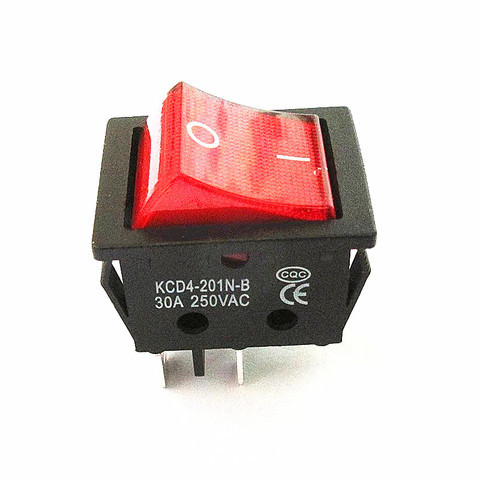 Interrupteur électrique, Machine à souder KCD4-201N-B, avec lumière rouge, interrupteur de chauffage électrique de four électrique 30a, 250v ac, 4 broches, 2 positions ► Photo 1/4