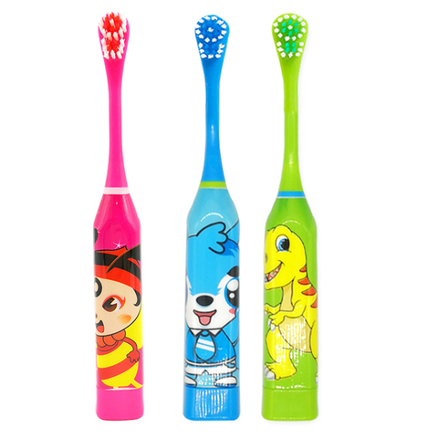 Brosse à dents électrique pour enfants, soins buccaux, étanche, mignon, dessins animés, étapes, batterie, brosse à dents électrique ► Photo 1/6