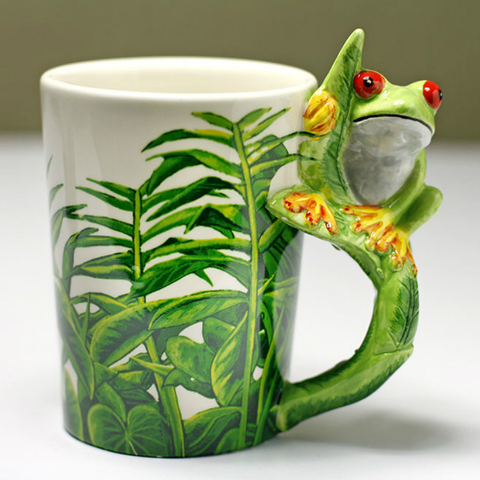 Tasses créatives en céramique, tasse en forme de grenouille de dessin animé en 3D, 300ml, tasse à café avec motif d'animaux, cadeau ► Photo 1/5