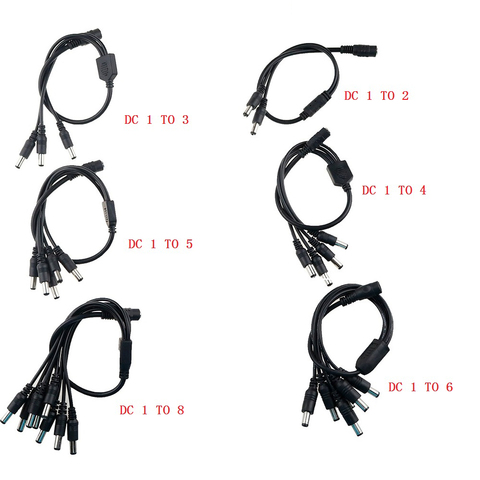 Câble d'alimentation cc 5.5x2.1mm, adaptateur de séparateur de prise 1 femelle vers 2,3,4,5,6,8 mâle, pour caméra de sécurité CCTV et bande LED ► Photo 1/6