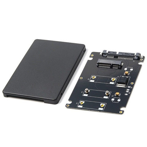 Carte adaptateur Mini Pcie mSATA SSD à 2.5 pouces SATA3 avec étui de 7 mm d'épaisseur noir ► Photo 1/6