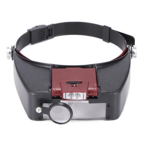 Loupe bandeau lunettes Style casque, lentille lumières LED Loupe Microscope pour la réparation montre lecture de bijoux 10X ► Photo 1/6