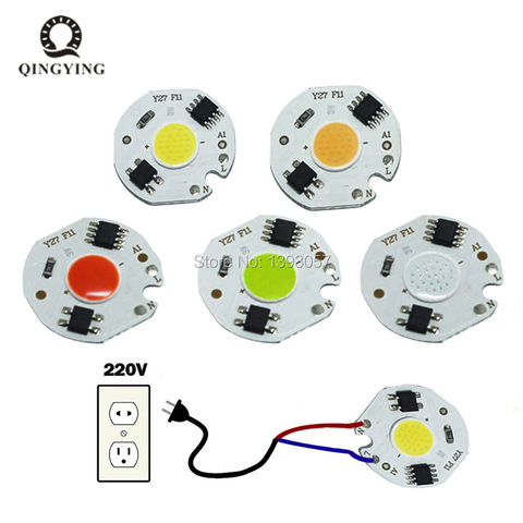 2 pièces 220 V LED COB puce 3 W 5 W 7 W 10 W 12 W blanc chaud blanc rouge vert bleu AC220V Smart IC pilote pour bricolage éclairage LED spot ► Photo 1/6