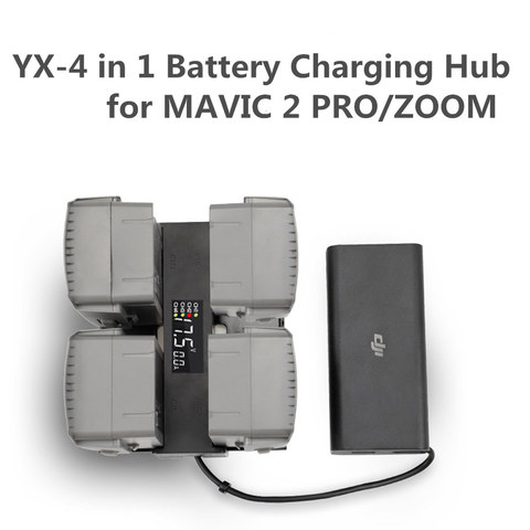4 en 1 Mavic 2 chargeur de batterie Hub Intelligent Multi batterie Intelligent moyeu de charge écran LED numérique pour DJI Mavic 2 Pro/Zoom Access ► Photo 1/1