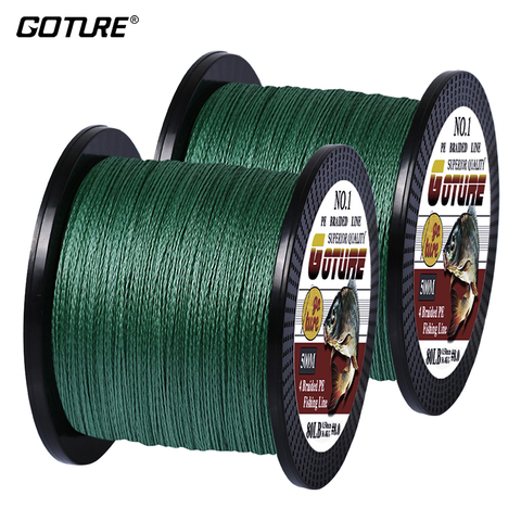 Goture – fil de pêche tressé PE, Multifilament, cordon de pêche, carpe, 6 couleurs, (Total 1000M), 2 pièces, 500M, 12-80LB ► Photo 1/6