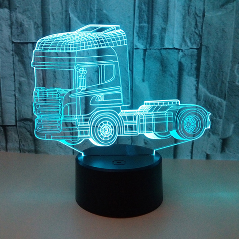 Camion conception 3D tactile illusion veilleuse USB coloré changeant lampe à LED bureau décor cadeau lumières ► Photo 1/6