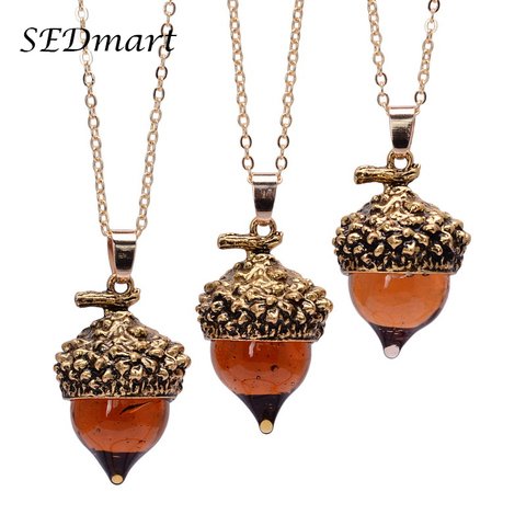 SEDmart – collier avec pendentif en forme de cône de pin pour femmes et hommes, en Bronze doré, chaîne de pull en chêne, bijoux, livraison directe ► Photo 1/6