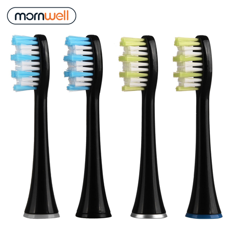 Mornwell – têtes de brosse à dents de rechange Standard noires, avec capuchons, pour brosse à dents électrique Mornwell D01B, 4 pièces ► Photo 1/5