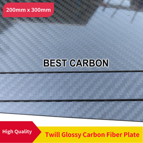 Plaque en Fiber de carbone brillant 200mm x 300mm 100% sergé, plaque stratifié, plaque rigide, plaque de voiture, plaque rc, livraison gratuite ► Photo 1/4