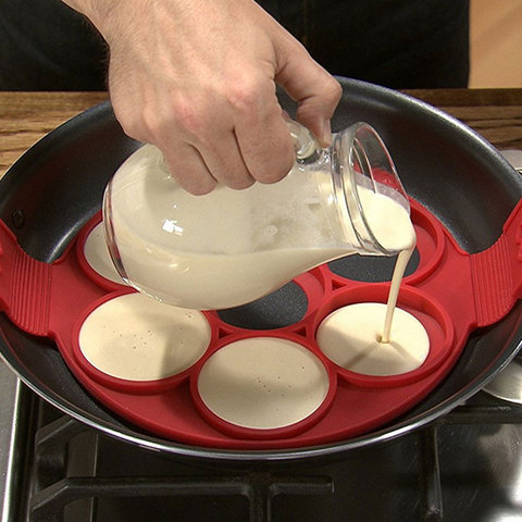 Moules antiadhésifs en Silicone pour crêpes, anneaux et œufs, poêle à frire, tapis de cuisson, friture ► Photo 1/5