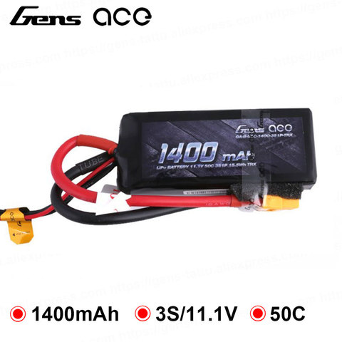 Gens ace-batterie Lipo 11.1V 1400mAh, batterie RC 3S 50C, connecteur XT60, pour Slash 4x4 VXL, e-maxx, e-revo, sans balais ► Photo 1/6