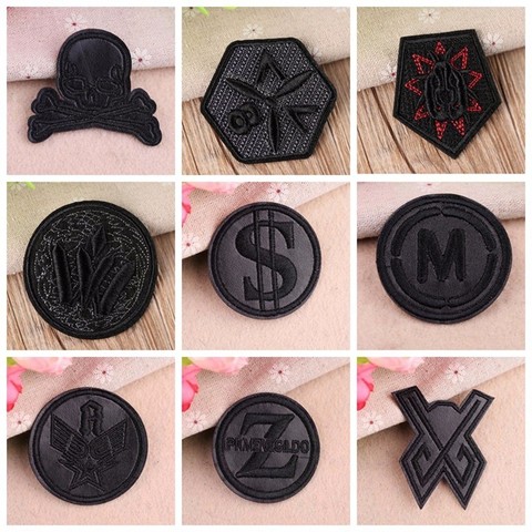 Nouveau cuir noir Dollar étoile numéro patchs brodés pour vêtements fer sur vêtements veste chaussures Appliques Badge rayure autocollant ► Photo 1/5