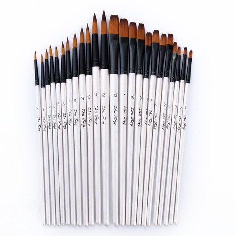 12 PCS/lot manche en bois Nylon pinceau stylo professionnel huile aquarelle pinceau ensemble peinture dessin Art fournitures 03151 ► Photo 1/6