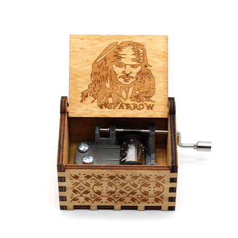 L'anonymat en bois Fabriqués à La Main Jack Sparrow de Pirates des Caraïbes joue mélodie Davy Jones Boîte À Musique ► Photo 1/6