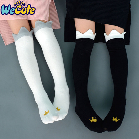 Wecute-chaussettes longues pour bébés filles | Chaussettes longues et mignonnes princesse, en coton, chaussettes Sprint d'automne, avec couronne imprimée ► Photo 1/6