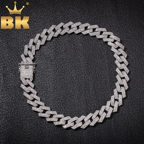 Le BLING KING 20mm broche cubaine lien chaînes collier mode Hiphop bijoux 3 rangées strass glacé colliers pour hommes ► Photo 1/6