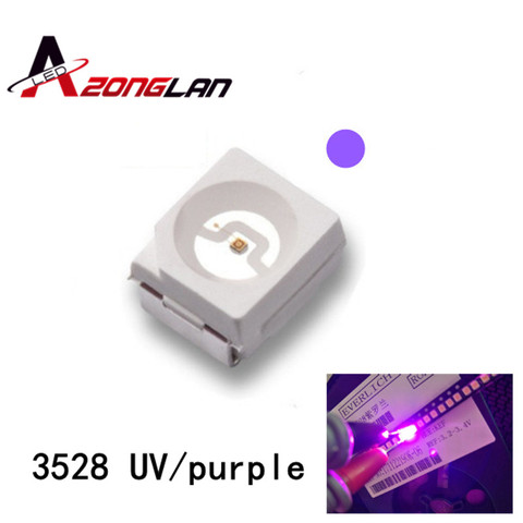 Diodes électroluminescentes ultra lumineuses de haute qualité, 100 violet/uv SMD/smt, 3528/1210 pièces, livraison gratuite ► Photo 1/3