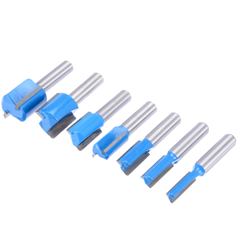 7 pcs 6/8/10/12/14/18/20mm Diamètre Routeur Bits 8mm Tige Droite/Dado Bois Cutter Set Pour Bois BRICOLAGE Outils ► Photo 1/6