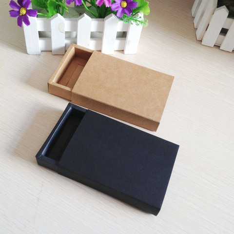 Boîte cadeau en papier Kraft noir, 50 pièces/lot, livraison gratuite, boîte à tiroirs, emballage en carton pour Power Bank ► Photo 1/5