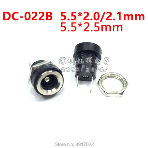 Adaptateur d'alimentation cc femelle, 10 pièces, DC-022B 5.5x2.1mm 5.5X2.1mm, connecteur de prise d'alimentation cc DC022B mâle 5.5x2.1mm 5.5X2.5mm ► Photo 1/2