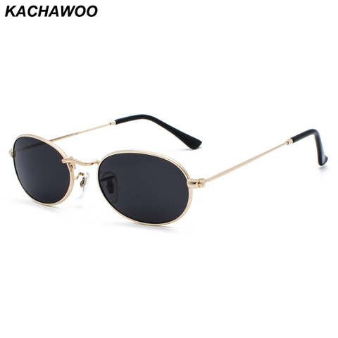 Kachawoo – lunettes de soleil ovales rétro pour homme et femme, petit cadre métallique, noir, rouge, rose, cadeau de nouvel an ► Photo 1/6