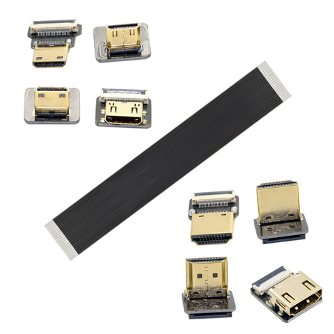 Ruban FPC plat câble compatible HDMI 10CM-80CM Micro HDMI-compatible Mini adaptateur 90 degrés pour antenne HDTV FPV ► Photo 1/6