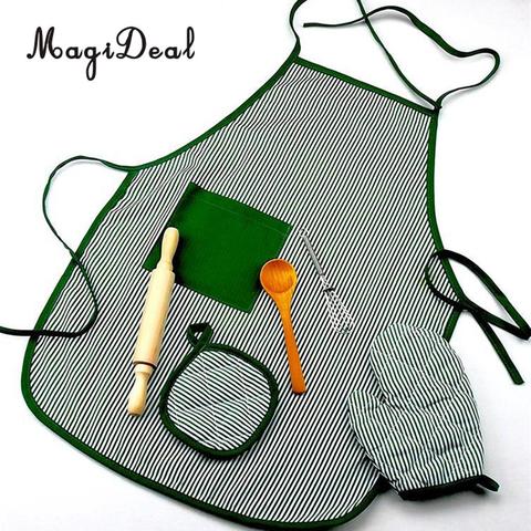 Ensemble de cuisine, gâteau de cuisson jouet alimentaire enfants tablier et Chef ensemble de gants, fouet rouleau à pâtisserie outil ustensiles semblant jouer jeu ► Photo 1/1