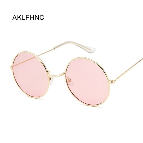 Lunettes De soleil rétro pour femmes | Miroir rond rose De styliste De marque, alliage pour femmes, Oculos De Sol noir, 2022 ► Photo 1/6