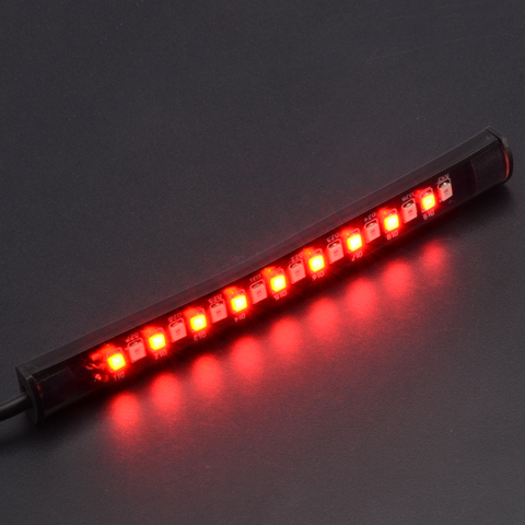 Nouveau 1pc rouge/ambre DC 12V LED lumières universel Flexible 18LED moto queue frein arrêt clignotant bande lampe ► Photo 1/6