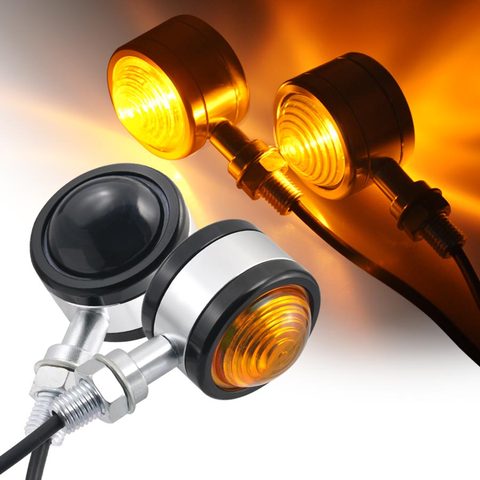 Clignotant LED en aluminium rond Double lentille pour moto, clignotant ambre, lumière pour Harley, Suzuki, café Racer, personnalisé ► Photo 1/6