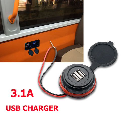 Chargeur de voiture double USB 3.1A, adaptateur à 2 ports, prise de courant 12V, montage sur panneau de chargement ► Photo 1/6