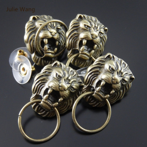 Julia Wang – boucles d'oreilles en forme de tête de Lion pour hommes, 2/4/6/8 pièces, en alliage, Vintage, Bronze, bouchons d'oreille, Style Punk, bijoux de décoration ► Photo 1/6