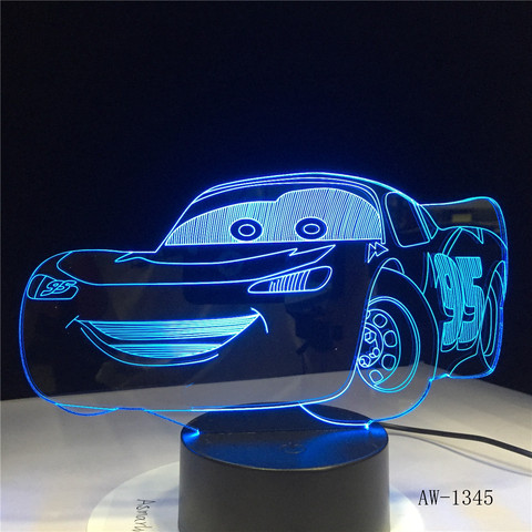McQueen-Route 66 votre voiture de course Lightning, lampe Led 3D 7 couleurs, veilleuse pour enfants, tactile, Usb, lampe de Table, AW-1345 ► Photo 1/6