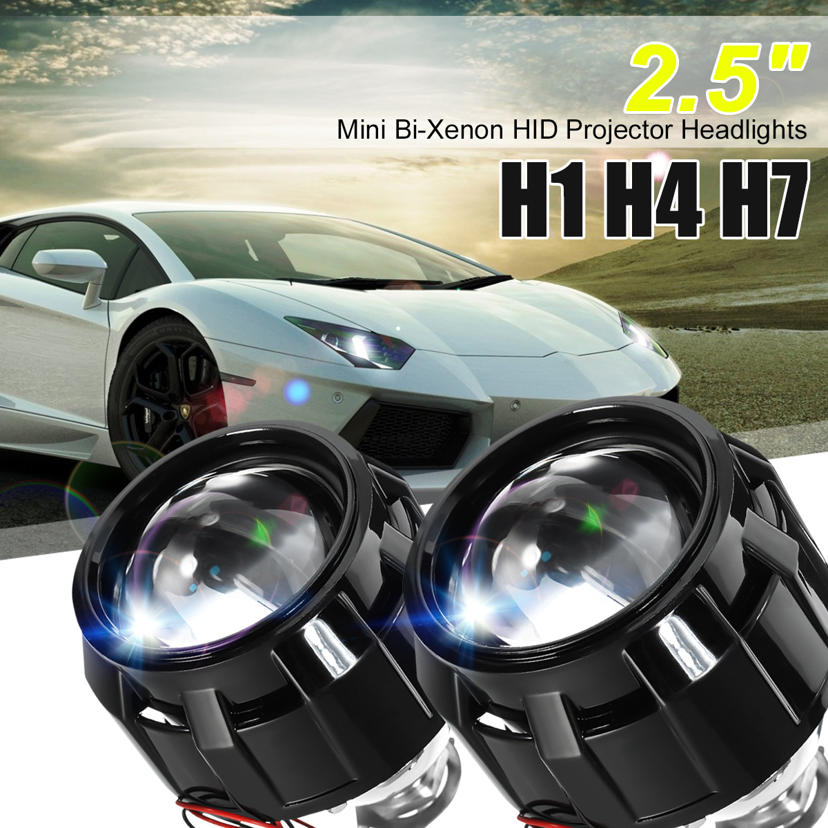 2.5 pouces Mini WST pour HID bi-xénon projecteur lentille + carénages LHD RHD pour Auto anges yeux phare H1 H4 H7 ► Photo 1/6