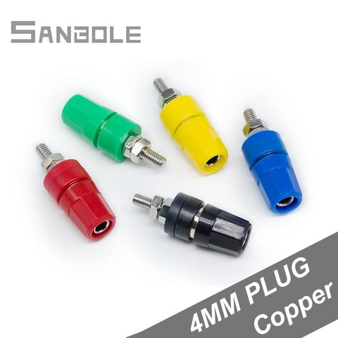 Bornes de soudage électriques banane, bornes de 4mm, boîte de jonction en cuivre, 15a, rouge/jaune/bleu/vert/noir (10 pièces) ► Photo 1/1