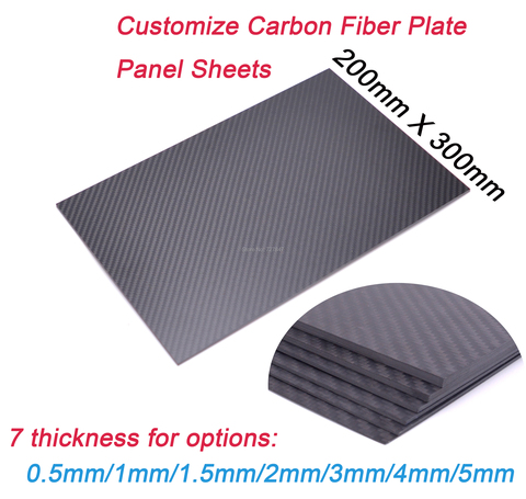 Panneau en Fiber de carbone 3K, brillant/mat, feuilles de 200mm X 300mm X 0.5/1/1.5/ 2/ 3 / 4/5mm, haute dureté Composite ► Photo 1/6