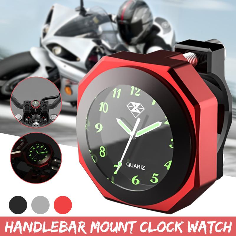 Universel en alliage d'aluminium 3 couleurs 7/8 pouces 1 pouce moto lumineux guidon montage horloge montre CNC Chrome moto accessoire ► Photo 1/6