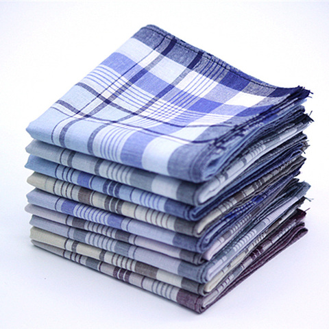 10 pièces classique Vintage Plaid rayure mouchoir Hanky hommes poche carrés coton affaires décontracté poitrine serviette Hankies Scarves22 ► Photo 1/5