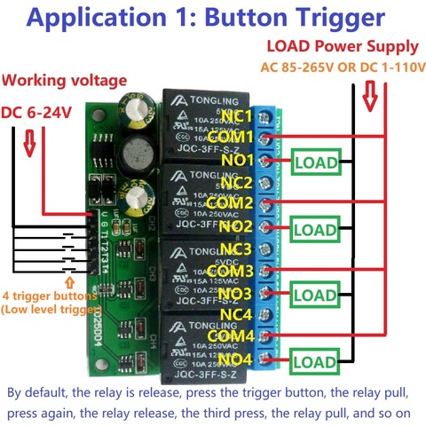 4ch DC 6 V-24 V Flip-Flop loquet Module relais Bistable autobloquant commutateur électronique basse impulsion bouton de la carte de déclenchement MCU IO contrôle ► Photo 1/6