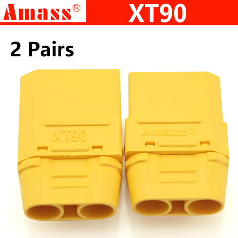 Amass XT90 jeu de connecteurs de batterie 4.5mm, fiches banane plaqué or (2 paires) pour modèle RC, 4 pièces/lot ► Photo 1/6