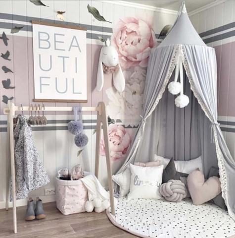 Moustiquaire pour lit de bébé, tente en coton, rideau de literie, dôme, pour fille et garçon, tendance ► Photo 1/6