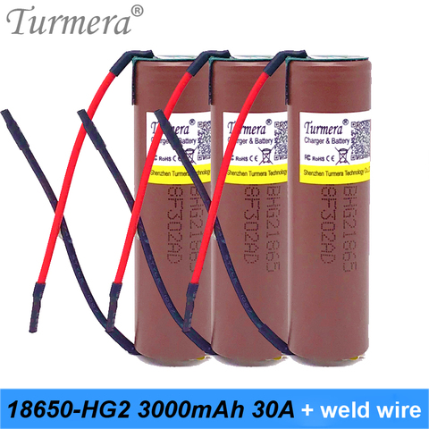 18650 batterie hg2 original 18650 3000mah 18650 pour tournevis shura pour batterie à souder batterie + bricolage câble de gel de silice ► Photo 1/6
