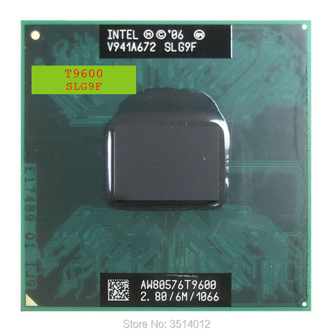 Intel Core 2 Duo, T9600, SLG9F, SLB47, 2.8 GHz, double cœur, double filetage processeur d'unité centrale, 6M, 35W prise P ► Photo 1/1
