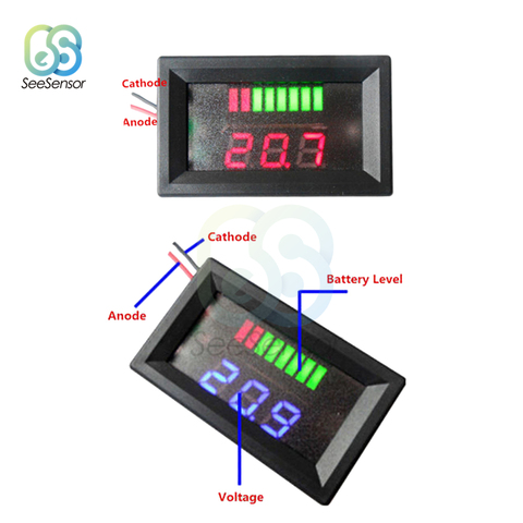 Testeur de batterie au Lithium, indicateur de niveau de Charge de batterie 6V 12V 24V 36V 48V, voltmètre, LED ► Photo 1/6