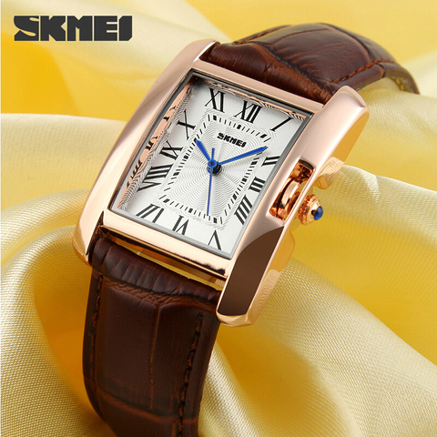 SKMEI – montre-bracelet à Quartz pour femmes, élégante, rétro, à la mode, de luxe, décontractée, avec bracelet en cuir ► Photo 1/6