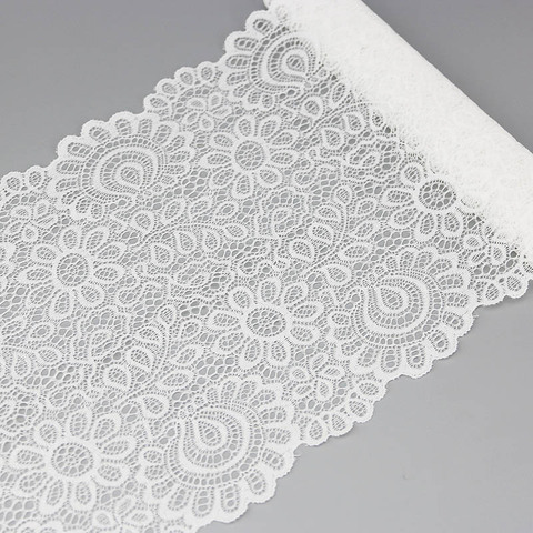Tissu en dentelle blanche élastique, sous-vêtement français extensible, (3 mètres) 22cm ► Photo 1/6